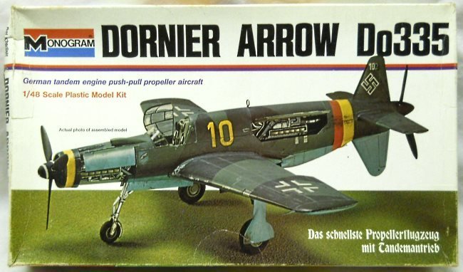 Monogram 1/48 Dornier Arrow Do-335 - Day/Night Versions With Diorama Instructions - Tall Box Issue, 7538 plastic model kit